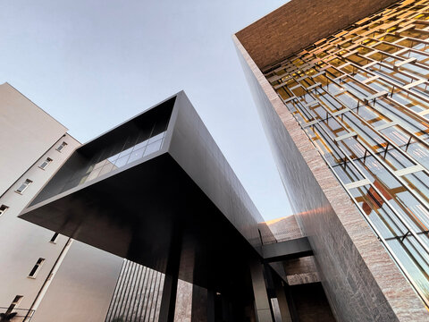 The front facade of the renovated modernist building of AKM, Ataturk Cultural Center in Istanbul, Turkiye