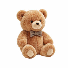 Obraz premium Adorable Brown Teddy Bear with Bow Tie on Pink