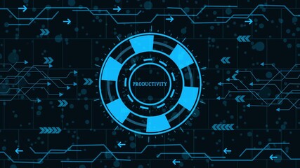 futuristic hud circle animation with glowing digital interface symbolizing productivity, business efficiency, workflow, and modern technology background - Powered by Adobe