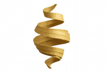 Golden cardboard spiral rotating, creating an elegant and dynamic visual on a transparent background, perfect for various design projects