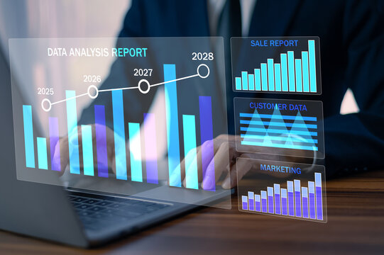 Data Analytics concept, Data Annotation, Data Analysis, Businessman use laptop analyzing data from customer feedback to improve business marketing strategies - Powered by Adobe