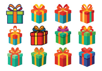 Colorful Gift Box Collection for Celebrations and Special Occasions Vector Illustration