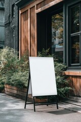 Blank signboard outside a cafe