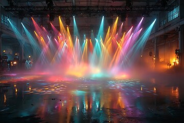 Colorful stage lights glowing high resolution picture