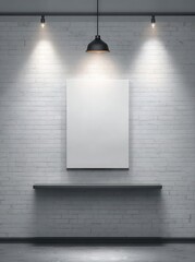 Empty gallery wall with blank canvas