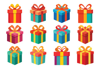 Colorful Gift Box Collection Festive Presents for Celebrations and Special Occasions