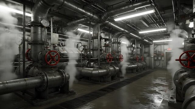 Industrial machinery power station interior