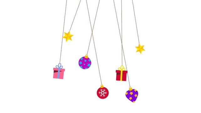  Christmas balls decoration icon animation. 4k video, Christmas star,Christmas 