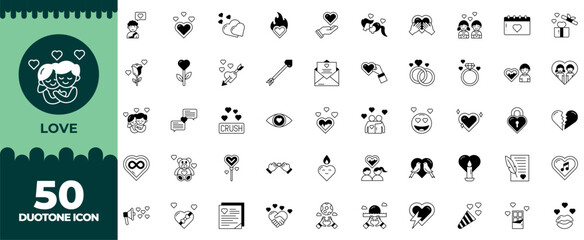 Love duotone editable icon set