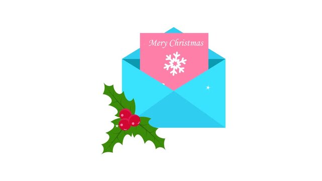 Christmas card animated icon. Seamless looping video Christmas themed motion graphic animation. 4k video