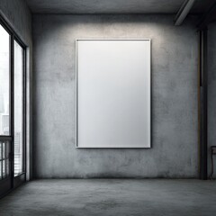 Blank canvas on concrete wall