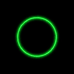 Obraz premium Green electric fire ring glowing neon circle effect