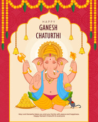 Happy Ganesh Chaturthi festival celebration of India social media post vector illustration