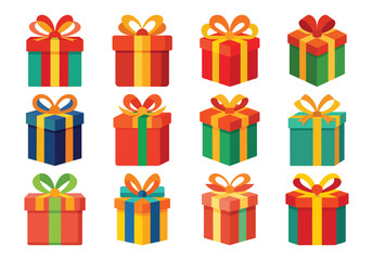 Colorful Gift Boxes Collection for Celebrations and Special Occasions Vector