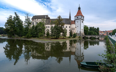 Obraz premium Blatna Castle with Water Moat and Tower, Czech Republic