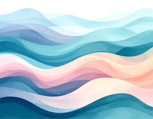 Fototapeta premium Abstract Landscape of Rolling Waves in Pastel Colors