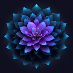 Vibrant, stylized flower in deep blues and purples