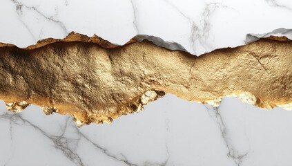 Cracked white marble with gold inlay