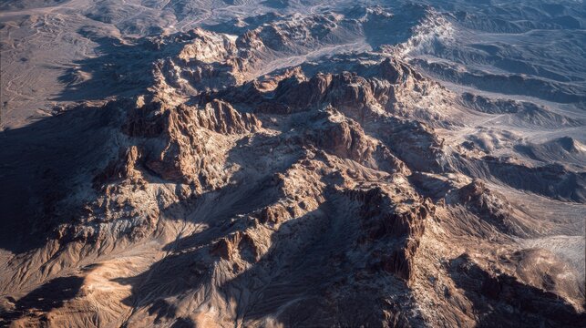 desert mountain range aerial view