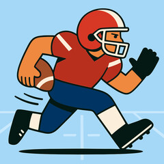 American Football Player Aggressively Running With The Ball In A Stylized Dynamic Illustration