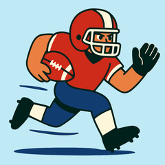 Illustration Of A Determined Football Player Running With The Ball In An Energetic Retro Style