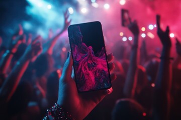 Smartphone mockup at live rock concert