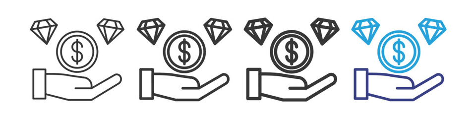 Profit Vectors Icon Set Illustration with Outline Style Variation