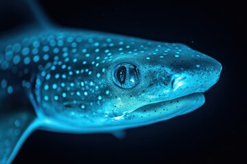 Deep-sea lantern shark glowing in darkness