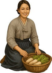 Traditional Korean Peasant Women Daily Life Illustrations, Goryeo Dynasty (20 Scenes Set)