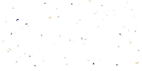A festive and celebratory abstract background with a multitude of scattered confetti and streamers in blue, orange, and red, creating a joyful, dynamic pattern on a clean white background.