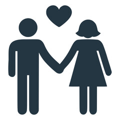 man and woman holding hands. love icon, dating, romance, heart, lovers, vector art, isolated