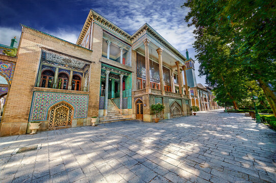 Golestan Palace, UNESCO site in Tehran, Iran. Stunning Persian tilework and mirror mosaics. Ideal for cultural and historical projects.