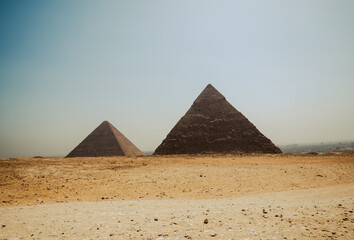 View of the pyramids of the Giza, in Egypt.