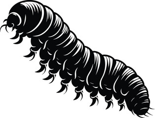Maggot worm Silhouette vector illustration isolated on white background