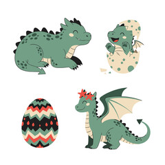 Obraz premium Adorable baby dragons hatching and playing in a whimsical fantasy world