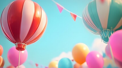 Obraz premium Colorful Striped Balloons Festive Party Celebration Background