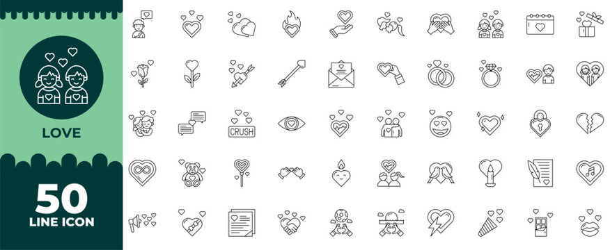 Love line editable icon set