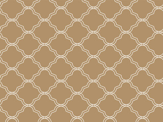 Obraz premium Arabesque seamless pattern thin line shape in beige and gold colors, ornamental background for decoration. Vector illustration 
