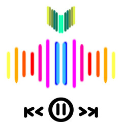 Vibrant music data graphic showing sound waves, frequency spectrum, and rhythm visualization for digital design and stock use.
