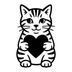 Tabby Cat with Heart