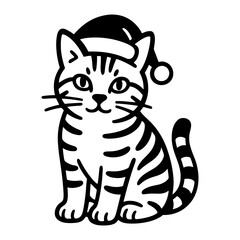 Tabby Cat in Santa Hat