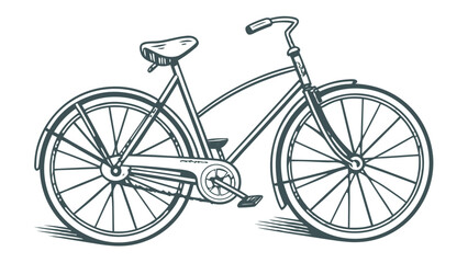 Illustration of a vintage bicycle with fenders and a comfortable seat on a white background