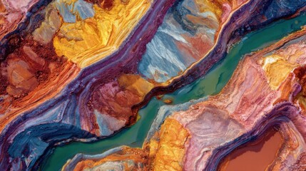 colorful mine aerial view landscape