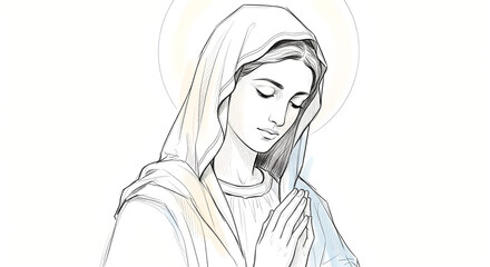 Painting of Mother Mary, sketch style