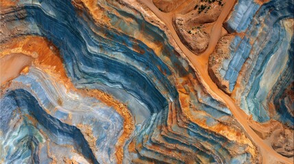 aerial view layered rock formations