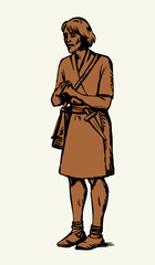 Vector drawing. Man in ancient dress