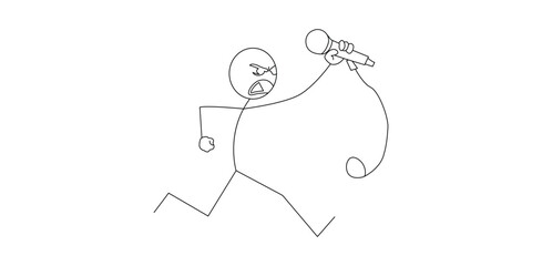 singer,microphone,performance, singer microphone performance stick figure illustration showing character singing with mic representing music concert entertainment talent voice show stage art
