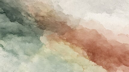 Soft watercolor wash, gradient blend of earthy tones, sage green, terracotta, sand beige, and soft gray, dreamy artistic backdrop