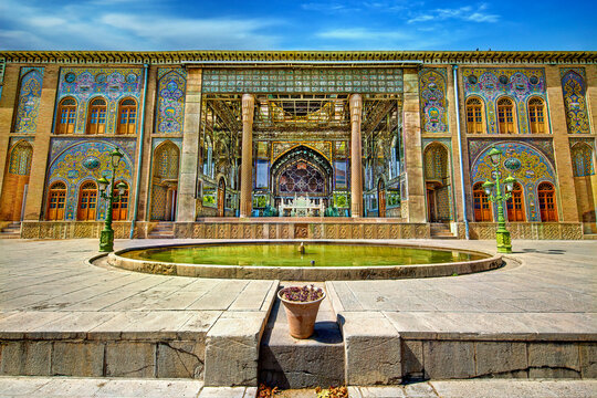 Golestan Palace, UNESCO site in Tehran, Iran. Stunning Persian tilework and mirror mosaics. Ideal for cultural and historical projects.