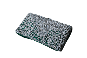 green clutch with white stone isolated on white